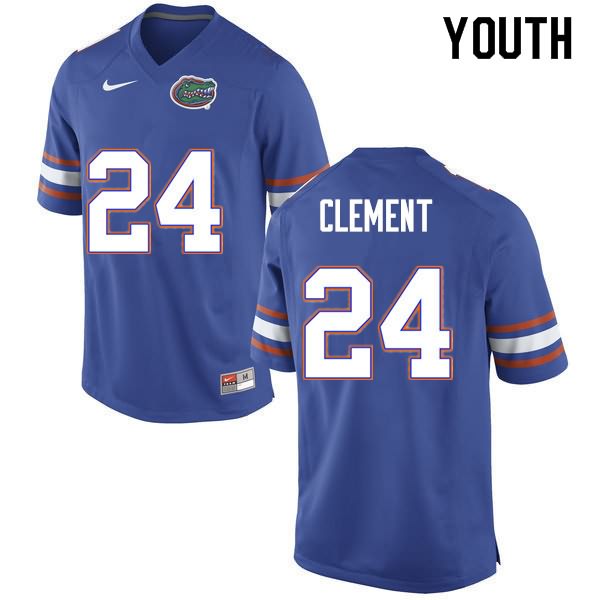 Youth NCAA Florida Gators Iverson Clement #24 Stitched Authentic Nike Blue College Football Jersey AJW3065BR